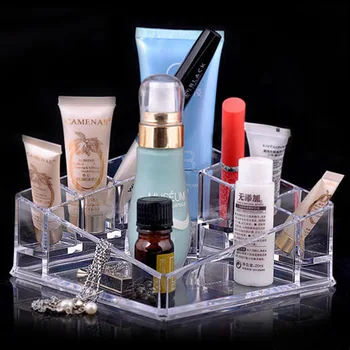 Europeu De Acrílico Transparente Maquiagem Cosméticos Organizador De Cristal De Plástico Batom Amostra De Perfume De Ambiente De Trabalho De Armazenamento De Caixa De Presente Da Moda  5