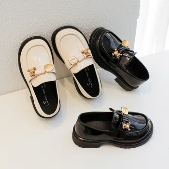 2022 Menina de Outono Sapatos Corrente de Metal Slip-on Patente de Couro Sapatos de Crianças de Moda Elegante da Escola de Mary Jane Criança Menina de Sapatos  5
