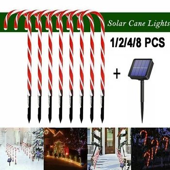 A Energia Solar Doces de Natal de Cana-de-Luzes Solares do Gramado Lâmpada Solar Exterior das Luzes LED de Natal Decoração de Jardim Caminho Quintal Gramado  5