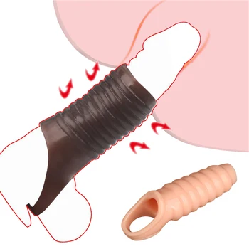 Extensor de pénis Preservativos Reutilizáveis Pênis Manga Girth Impotência Pau da Ampliação do Pénis de Brinquedos Sexuais Cock Ring para os Homens Pau Sexo Ampliador  5