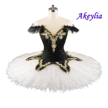 Ouro preto Profissionais Classical Ballet Tutu Competição de Ballet Tutu YAGP Tutus de Balé Para a Menina Panqueca Trajes Vestido Serrilhada  5
