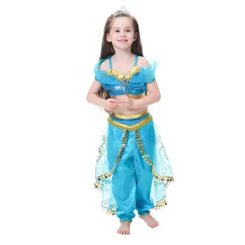 Novo Azul Meninas Princesa Vestido de Cosplay de Dança de Conjunto de Halloween Festa de Purim Traje para as Meninas Presentes de Aniversário  2