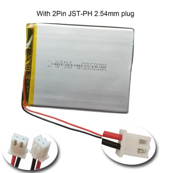 3.7 V bateria 3000mAh 11.11 Wh bateria Recarregável de Polímero de Lipo Bateria de Li 357090 TJS 2pinos 1.5 2.0 2.54 mm do Conector Para o GPS LEVOU Tablet PC  10