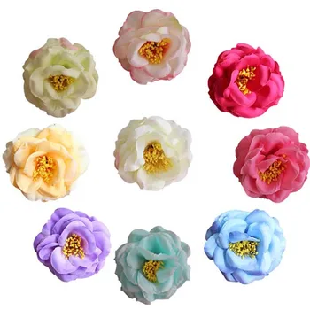30PCS,DE 8,5 CM da Cabeça de Falso Tecido Camellia Artificiais de Seda Pequenas Rosas Cabeças,DIY Bouquet, Arranjos,Decoração de Casamento Para o Cabelo  5