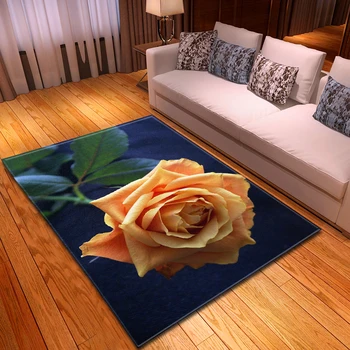 Decoração de casa de Sala, Tapete, Tapetes 3D Romântico Rosa do Quarto de Cabeceira Tapete de Área Flanela Macia Anti-derrapante Grande Tapete para Sala de estar  5