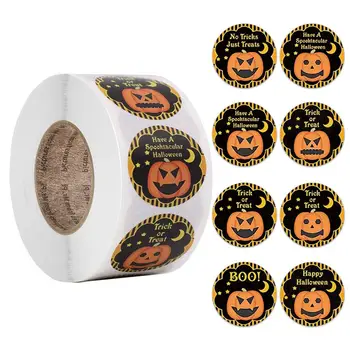 1 Rolo=500PCS 2,5 cm de Halloween pumkin truque ou tratar de etiquetas de papel de Vedação rótulo de Halloween artesanato brinquedos de DIY, decoração Presentes  5