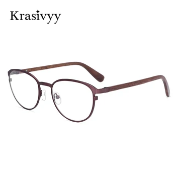 Krasivyy 2020 Madeira Nova Óculos de Moldura para os Homens de Alta Qualidade de Titânio Prescrição de Óculos Mulheres Miopia Óptico Óculos  5