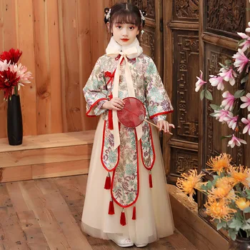 Inverno Hanfu Meninas de Estilo Chinês, Tang Terno 2023 Ano Novo Crianças Antigo Traje de Super Fada Engrossado Hanfu Vestido para as Mulheres  5