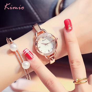 Kimio Marca Mulher Pulseira Relógios Senhoras Numeral Romano, Aço Inoxidável De Quartzo Do Vestido Relógio Relógio Para Mulheres Com Caixa  5