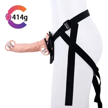 O adulto Fornece Vários Vestir Calças de Simulação de Pênis com ventosa Vibrador Stick para as Mulheres Les  5