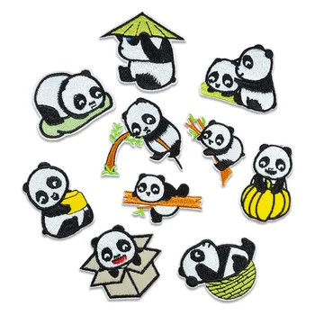 1pcs Pandas Patches Animal Emblema para a Roupa Ferro Patch Bordado Applique Ferro Costurar em Patches Acessórios de Costura de Roupas  5