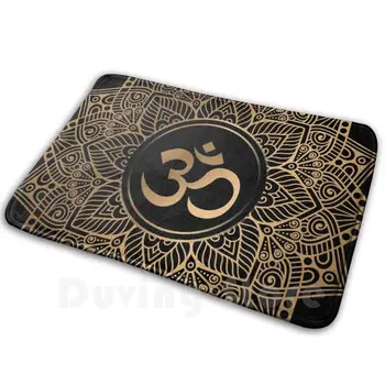 Ouro Mandala Soft Antiderrapante, Tapete Tapete Carpete Almofada De Ouro Mandala Om Yoga Aum Ohm Henna  10