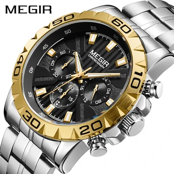 MEGIR de Aço Inoxidável Relógios de Homens de Quartzo Cronógrafo de Negócios Mens Watch de melhor Marca de Luxo Impermeável Relógio de Pulso Reloj Hombre  5