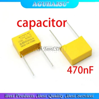 10pcs 470nF capacitor X2 capacitor 275VAC Campo de 15mm X2 filme de Polipropileno de 0,47 capacitor uF  5