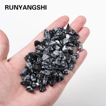 Runyangshi 50g Cristal Natural Tombado em Massa de Obsidiana floco de Neve de Cura de Quartzo de Energia Gem decoração de Jardim  0