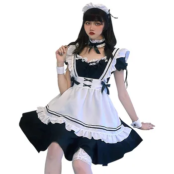Amor Nikki-Vestir a Rainha de Todo o Mundo Bonito Empregada Vestido Lolita Vestido Preto e Branco de Limpeza Vestido de Jogo de Anime Cosplay  5