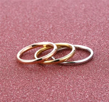 Venda quente de Moda Homens Mulheres Pequenas e Estreitas Anéis de Cor Ouro Rosa em Aço Inoxidável Redondo Como Pequeno conjunto Anéis de Dedo de Jóias  3
