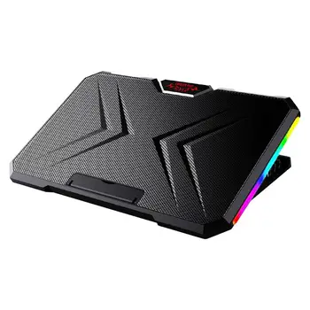 RGB Laptop Cooler Riser Titular Ajuste de Altura Dupla Fãs Tranquila Jogos Notebook Cooling Pad Stand de 12 a 17 Polegadas  5