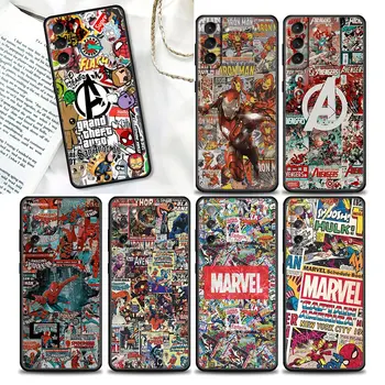 Vingadores da Marvel Logotipo cartaz Quadrinhos Caso de Telefone Para Samsung Galaxy S22 S20 S21 Fe S7 S8 S9 S10e Plus Ultra Capa Preta Funda Coque  10