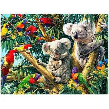 Completo A Praça Do Diamante Pintura Koala Amante Do Animal Cartaz Decoração Da Casa Redonda Bordado Imagem De Artesanato, Mosaico, Arte Kit  5