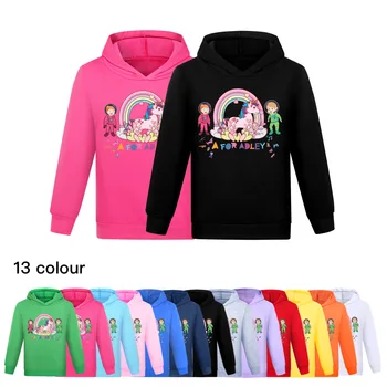 Um para Adley Meninos Hoodies Camisetas de Algodão Crianças Primavera Roupas Camisas para Meninas Adolescentes, Anime e Cosplay Camisa Crianças Pequenas Top com Capuz  5