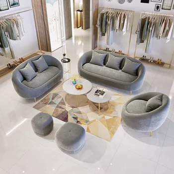 Sofá da Sala de Luz Modernas e de Luxo Semi-circular Sofá da Sala de estar, Recepção, Sofá Líquido Vermelho Loja de Roupas Sofá Lounge Chair  0