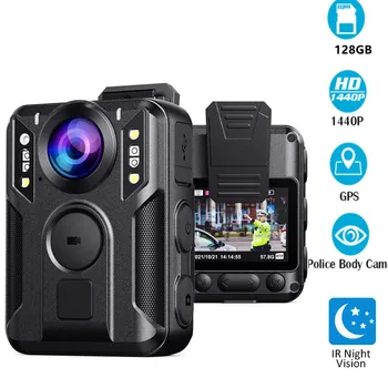 BOBLOV M6 Corpo da Câmera GPS de 128GB 1440P Wearable BodyCamera 2K Clipes de 7 horas de Gravação de Visão Noturna de Segurança, a Mini Câmera de Polícia  4