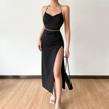 Sexy Fenda Suspender Vestido das Mulheres de Verão de Novo 2022 Temperamento Sólidos Urbanos Vestido de Vestidos  10