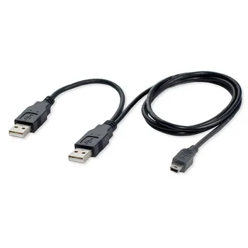 Chegada nova Melhor Preço, Durável Dual USB 2.0 A Macho para Mini USB B 5 Pinos Macho Cabo de Dados Para 2,5 HDD Unidade de disco Rígido  2
