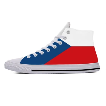 Quente Bandeira da República checa Patriótica de Moda Popular Casuais Sapatos de Pano de Alta Superior Respirável Leve Impressão 3D Homens Mulheres Tênis  5