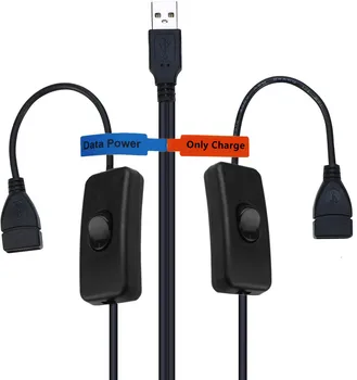 USB Y Cabo de Extensão com Interruptor ON/Off, USB 2.0 Macho a Fêmea Divisor 1x de Dados USB e o Poder Feminino e 1x USB do Poder Feminino  0