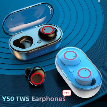 Y50 TWS sem Fio, Fones de ouvido Fones de ouvido Bluetooth 5.0 Dual Estéreo, Redução de Ruído de Esporte de Graves Controle de Toque Fone de ouvido Com Microfone  5