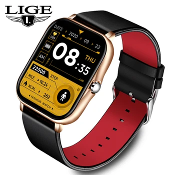 LIGE Smart Watch Homens Mulheres Bluetooth Chamada de frequência Cardíaca papel de Parede Personalizado Relógios 1.69