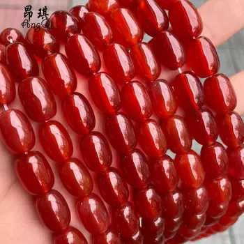 Frete grátis 8x12mm Natural de Arroz Vermelho Forma Agates Grânulos de Pedra DIY Para Fazer Jóias Pulseira, Colar de 15