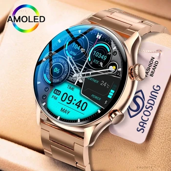 2022 NFC Smartwatch Mulheres AMOLED HD Tela Sempre mostra O Tempo de Chamada Bluetooth IP68 Waterproof a Smart Watch Para a Samsung, Huawei  5