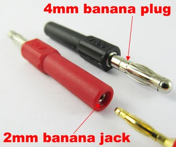 50pcs Bronze 4mm de Banana Plug Macho para 2mm de Banana Jack Fêmea Adaptador Conversor Item No.: 23-0008  5