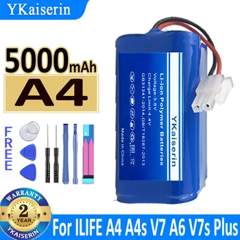 5000mAh YKaiserin Bateria Para o ILIFE A4 A4s V7 A6 V7s Mais V7sPlus Robô Aspirador de pó ILife 4S 1P Plena Capacidade da Bateria  0