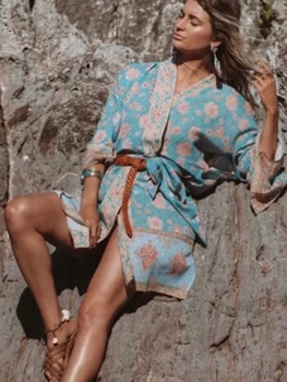 KHALEE YOSE Boho Floral Quimono Cardigan Cover-Ups Blusas Kimono Luva de Biquíni Tampa Superior Verão as Mulheres Túnica trajes de Banho Cobrir  5