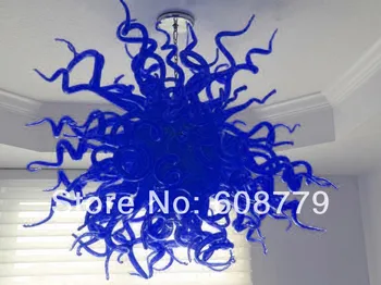 Frete grátis Barato Azul de Vidro Soprado Pendurado LED Candelabro  10