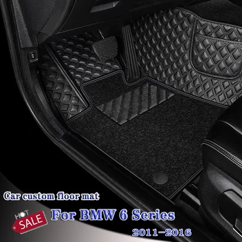 Tapete para carros personalizados Para BMW Série 6 De 2016 2015 2014 2013 2012 2011 Auto Interiores Acessórios Styling de Couro, Tapetes Almofada do Pé  10