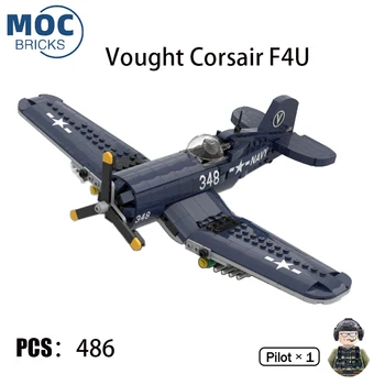 A II guerra, Aviões Militares Série NOS Vought F4U Corsair Bombardeiro MOC Montagem de Modelo de Bloco de Construção DIY Crianças Puzzle Brinquedo Presentes  4