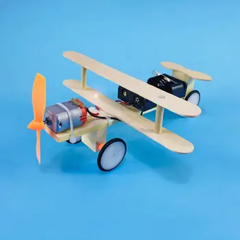 DIY Elétrica Rolagem de Aeronaves de Brinquedo Experimento de Ciência de Madeira Avião Assembleia Modelo de HASTE de Brinquedos Educativos, ferramentas de Ensino para Estudantes  5