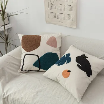 Semplice Geometrica Coperte E Xadrez Bella asciugamano di cotone ricamato cuscino Nórdicos cuscino decorativo di copertura cuscino  5