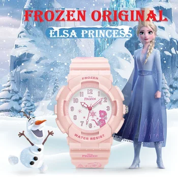 Disney Congelados Princesa Elsa Crianças dos desenhos animados de Quartzo relógio de Pulso Adolescentes Menina Estudante Jovem Graffiti TPU Pulseira de Relógio de Mulher  5