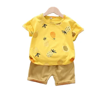 Verão Bebê Menino Menina de Moda de Roupas de Bebês de Impressão de T-Shirts, Shorts de 2Pcs/define Novas Crianças Casual Traje de Algodão de Crianças Sport Suits  10