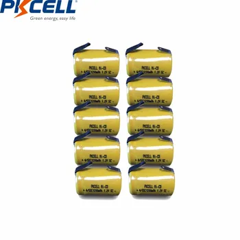 10PCS PKCELL 4/5 SC Sub C 1,2 V nicd Bateria 1200MAH SC Rrechargeable baterias com solda de guias de broca elétrica chave de fenda  4