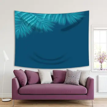 Tapeçaria De Papel Folhas De Palmeira Verão Natureza Tropical Exótico Havaiano Selva Origami Arte Impressa Azul Marinho  4