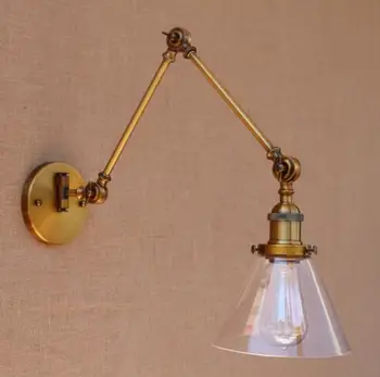 Vintage Parede de Luz de Vidro Swing Longo Braço de Parede dispositivos Elétricos de Luzes Industrial Retrô Parede, a Lâmpada de Edison Apliques de LED  5