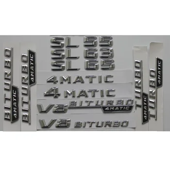 Cromo Prata Brilhante porta-malas Traseiro, Número de Letras, Palavras, Símbolos Adesivo para veículos da Mercedes-Benz SL55 SL63 SL65 AMG 4MATIC  3