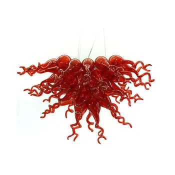 Artístico de Vidro de Murano Lustre de LED Lâmpadas pendentes de Cor Vermelha Soprado Lustres de Cristal para a Sala de 32 20 Polegadas  5